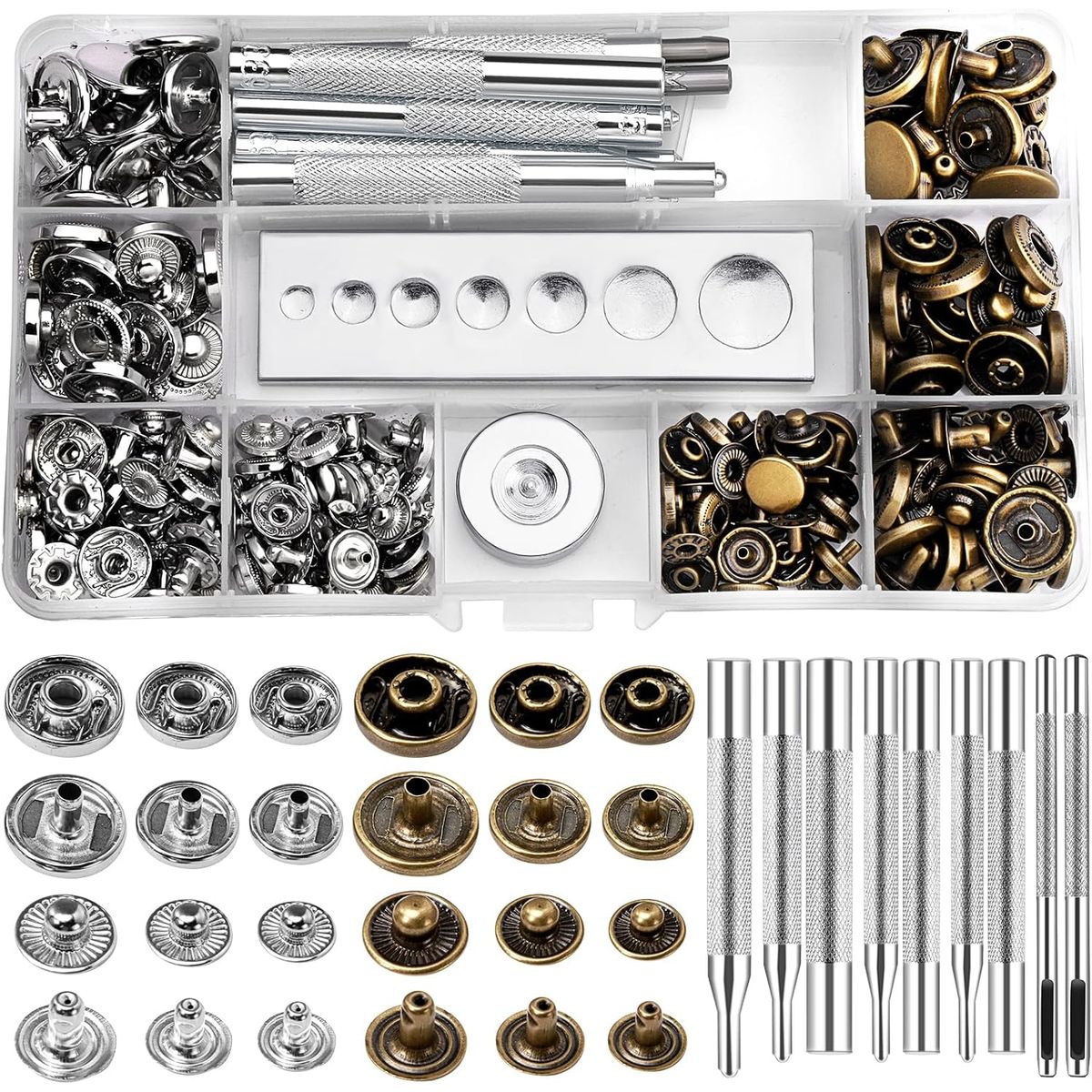 KUANGYE - 250p Herramienta Botón Metal Broche Remache Presión Snap Kam