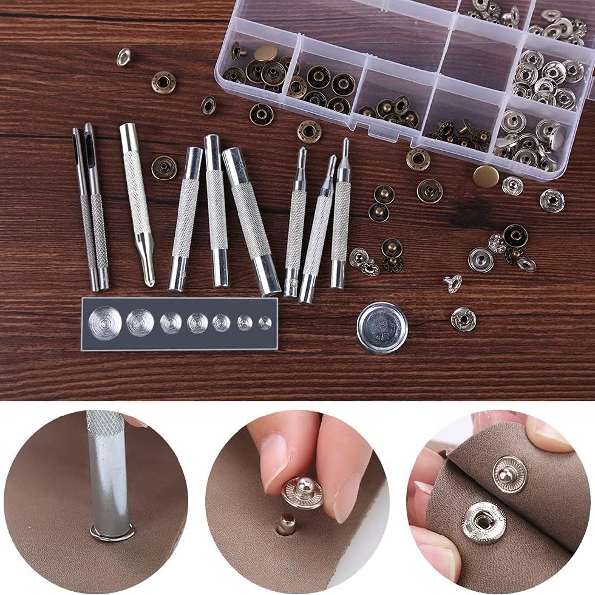 KUANGYE - 250p Herramienta Botón Metal Broche Remache Presión Snap Kam