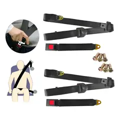 KUANGYE - Pack 2 Cinturones Seguridad Universal 3 Puntas Color Negro