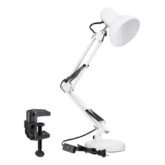 SUPERCENTER - Lámpara Brazo Flexible Escritorio Estudio Base Mesa Clip Blanco