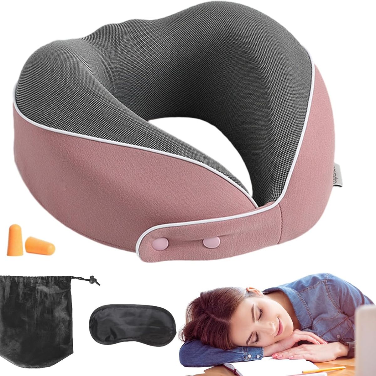 Almohada cervical en forma de U almohada de viaje ergonómica, marca AIZO - Foto 2