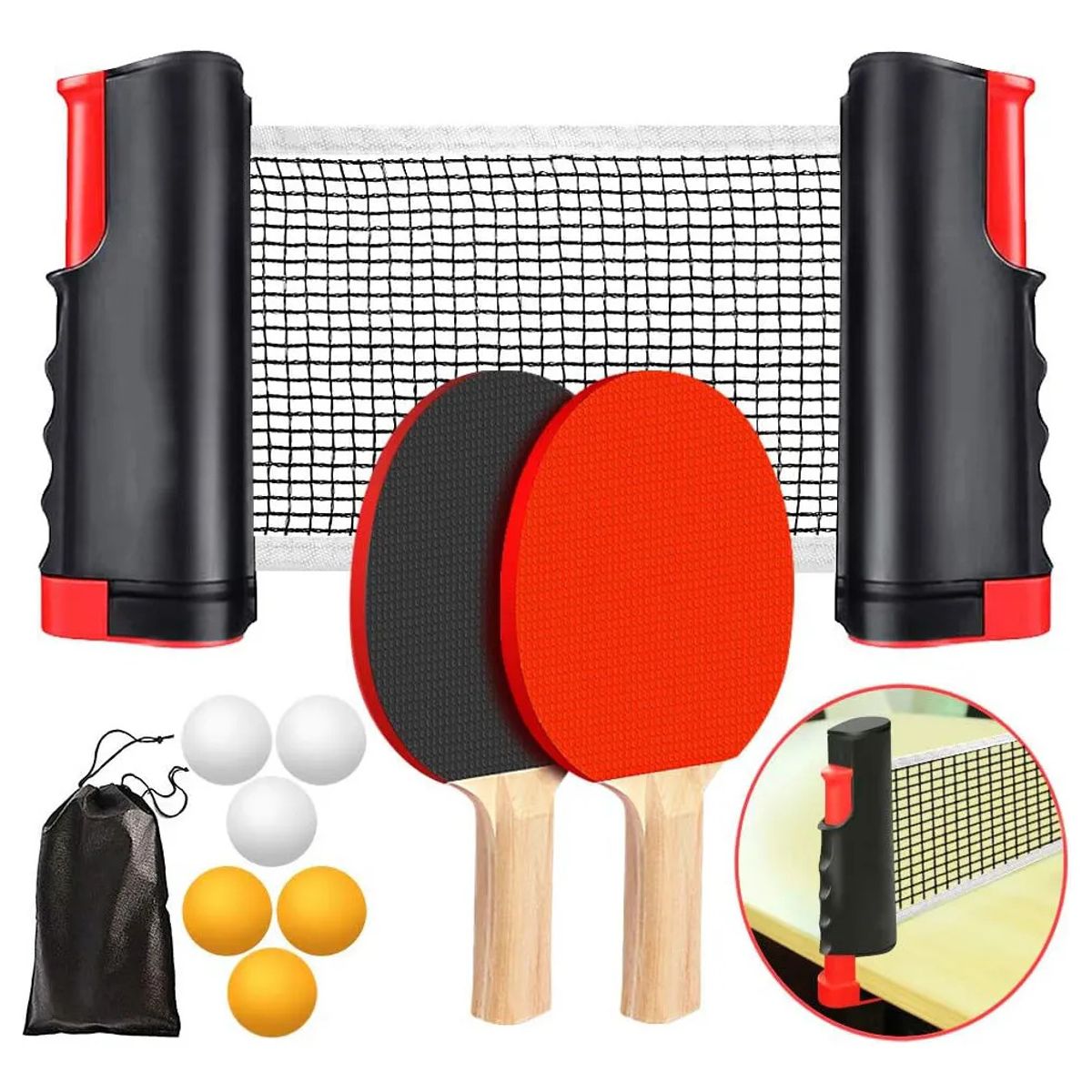 KUANGYE - Juego De Paletas De Tenis De Mesa De Red De Ping Pong