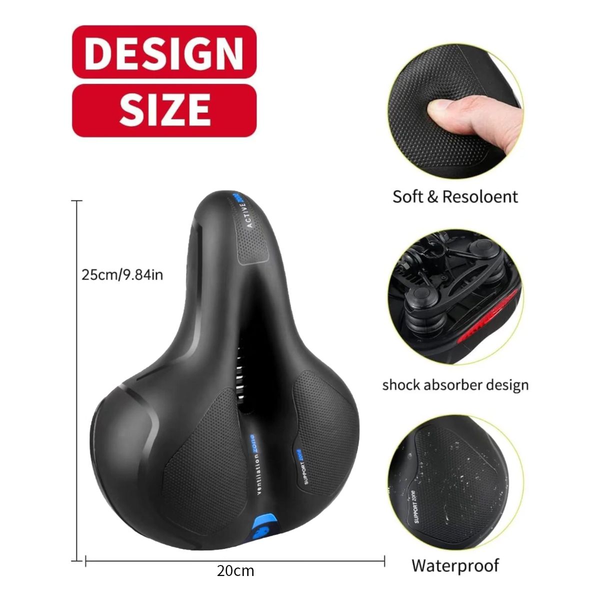 ATURE - Cojín Hueco Transpirable Para Bicicleta Con Absorción De Imp