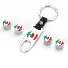 WELDMON - TAPAS DE VALVULAS ANTIRROBO METALICAS BANDERA MEXICANA-PLATA