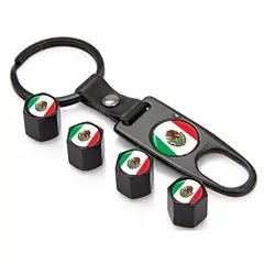 WELDMON - TAPAS DE VALVULAS ANTIRROBO METALICAS BANDERA MEXICANA-NEGRA