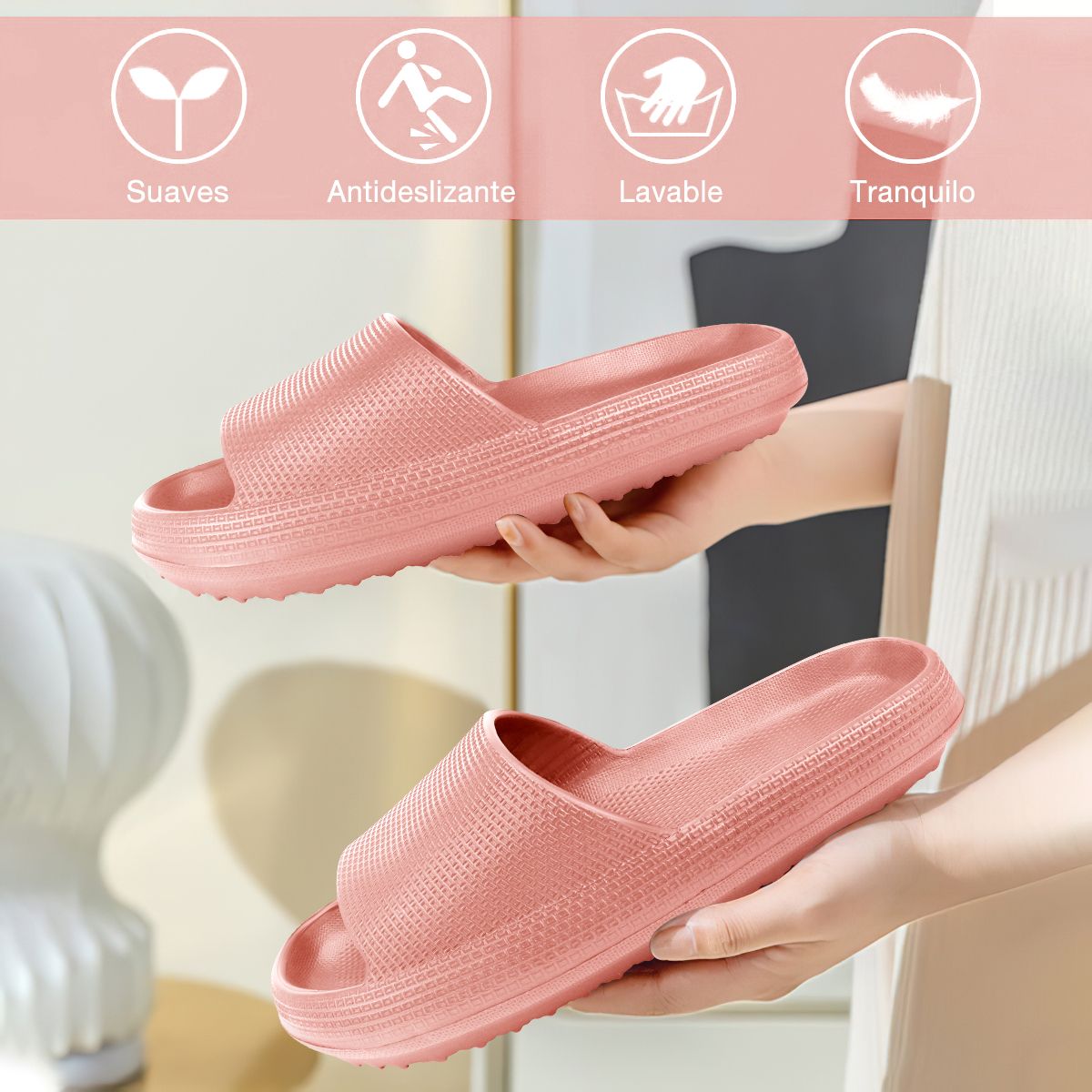 SUPERCENTER - Sandalias Y Chalas De Antideslizante Eva Para Hombre Y Mujer Rosa