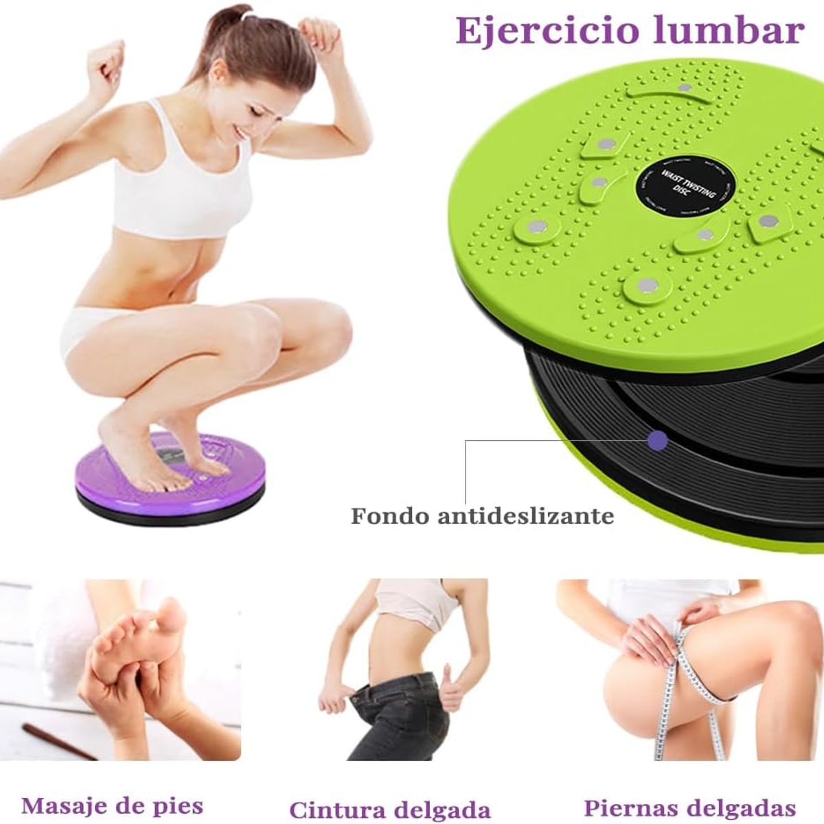 WELDMON - Disco Giratorio para Ejercicio de Cintura - Verde