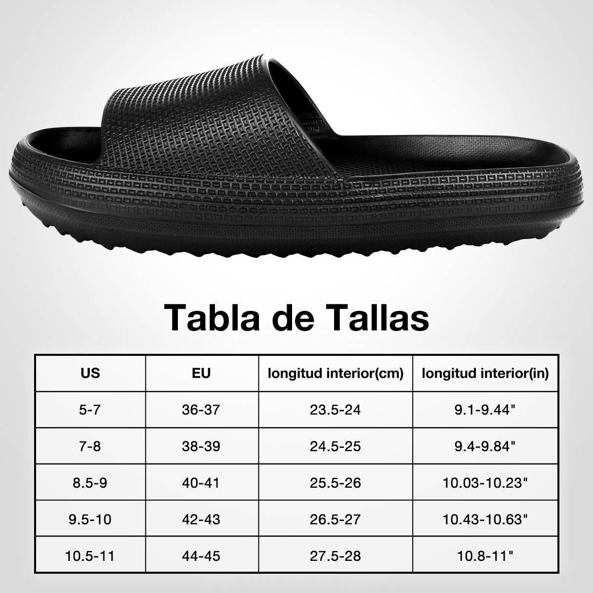 SUPERCENTER - Sandalias Y Chalas De Antideslizante Eva Para Hombre Y Mujer Negro