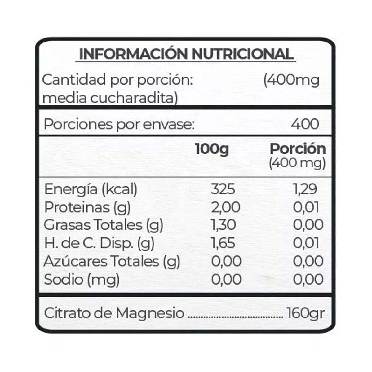 HEALTHNATURAL - Health Natural Citrato de Magnesio en Polvo 160g