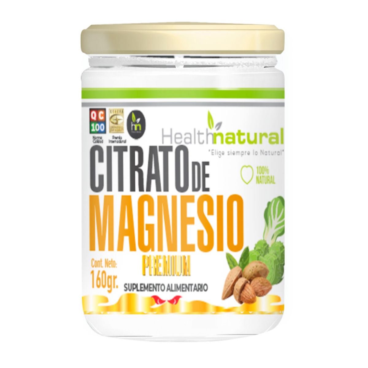HEALTHNATURAL - Pack 2 Citrato de Magnesio en Polvo 160g Health Natural
