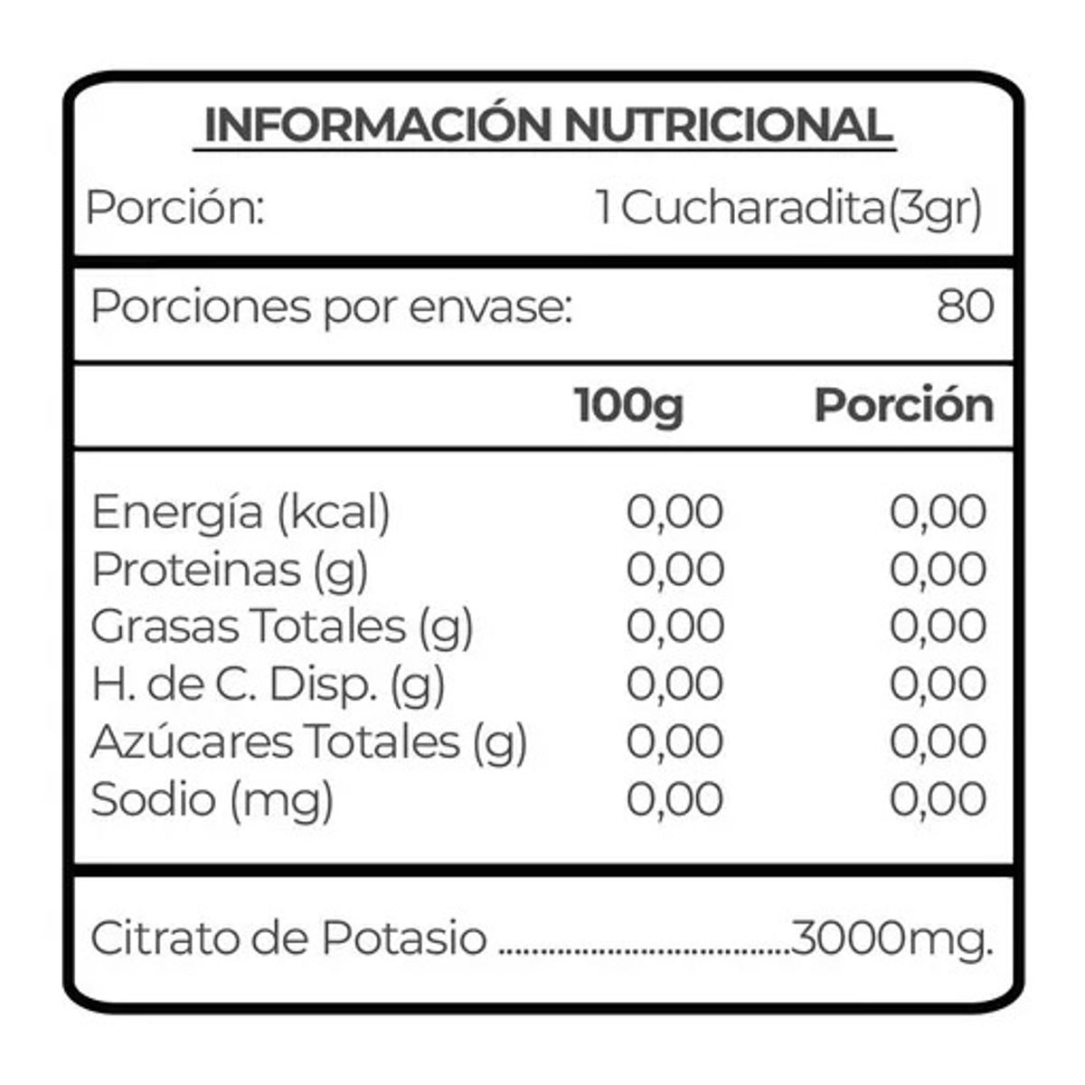 HEALTHNATURAL - Health Natural Citrato de Potasio en Polvo 240g