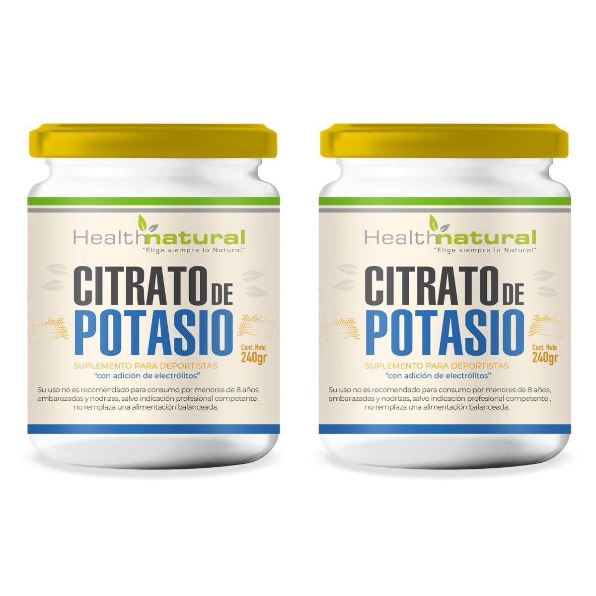 HEALTHNATURAL - Pack 2 Citrato de Potasio en Polvo 240g Health Natural