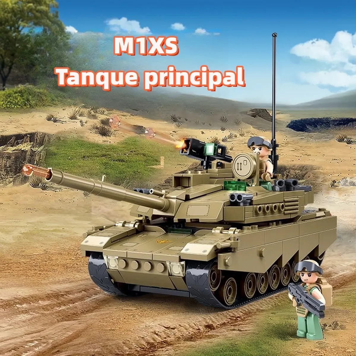 AZULAMAR - Juguete Regalo Bloques De Tanque Militar Soldado -m1xs