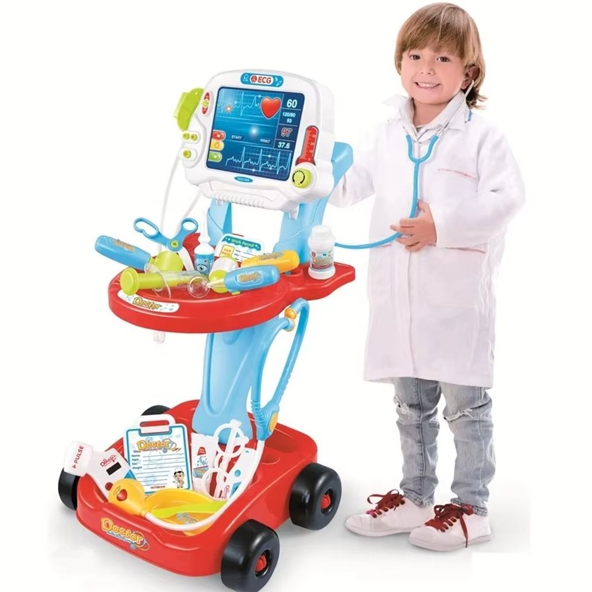 GENERICO - Carrito Juguete Médico Kit Para Pequeños Doctores 17 Piezas