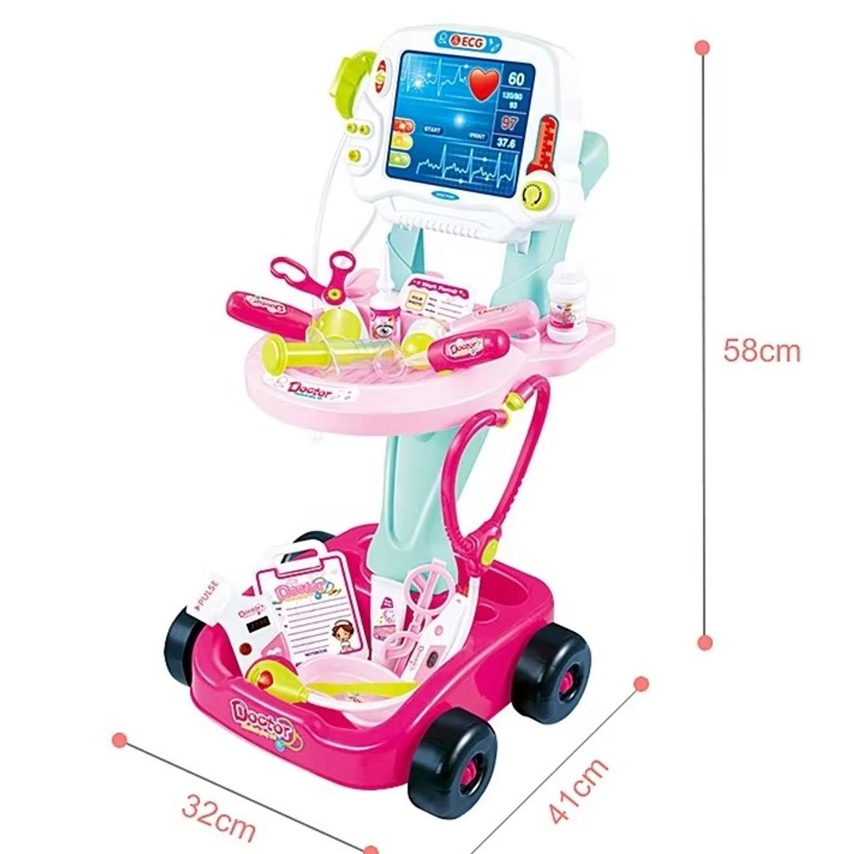 GENERICO - Carrito Juguete Médico Kit Para Pequeños Doctores 17 Piezas