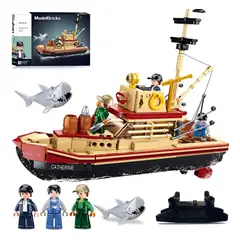 AZULAMAR - Juguete Regalo Bloques De Barco De Pesca Tiburón