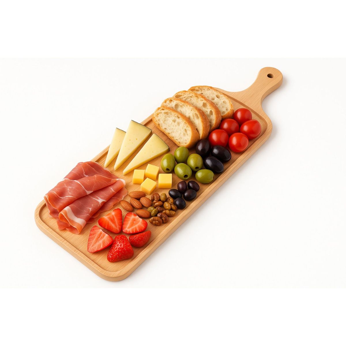 GENERICO - Tabla De Picoteo Quesos Larga Madera Bambú 46cm Liso Beige