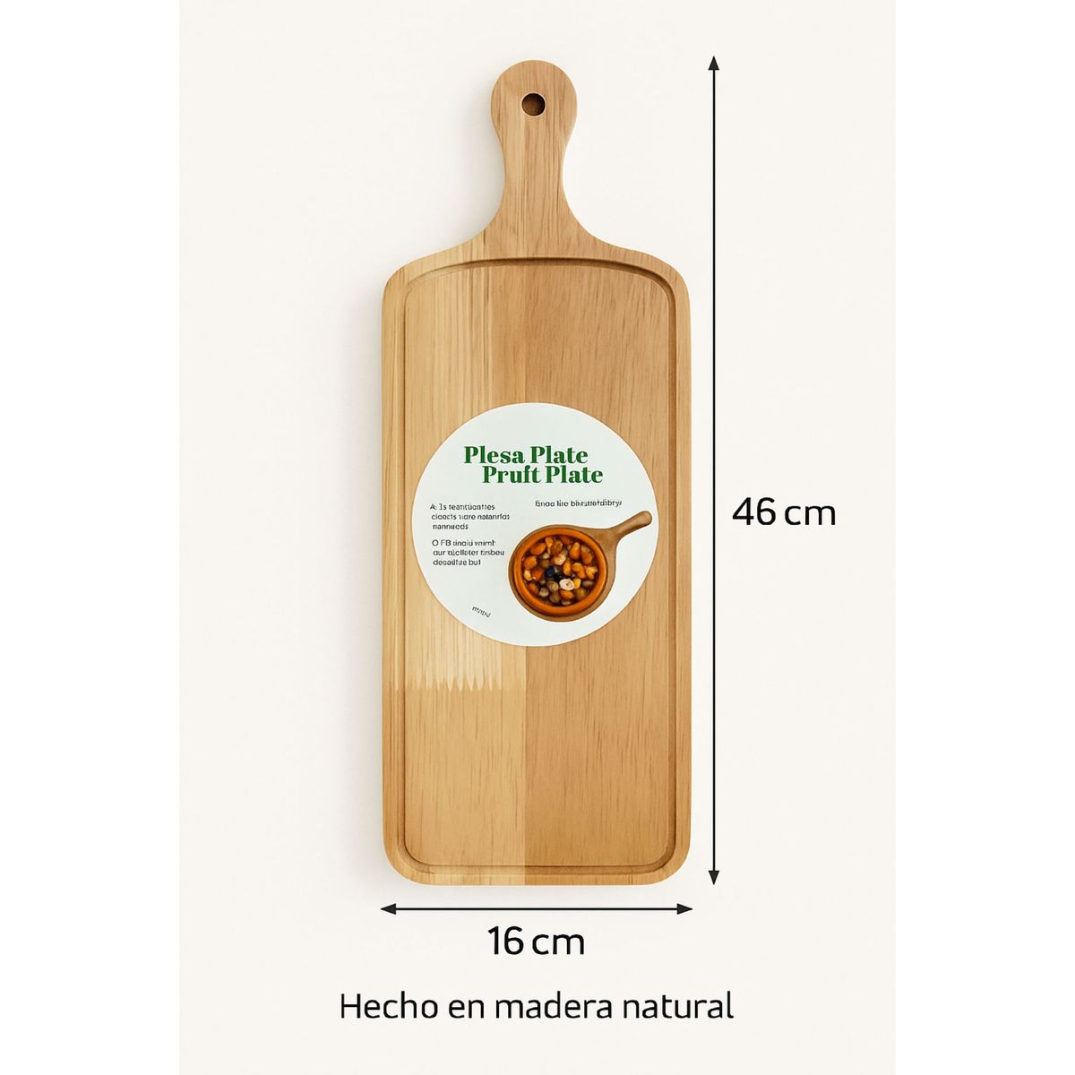 GENERICO - Tabla De Picoteo Quesos Larga Madera Bambú 46cm Liso Beige
