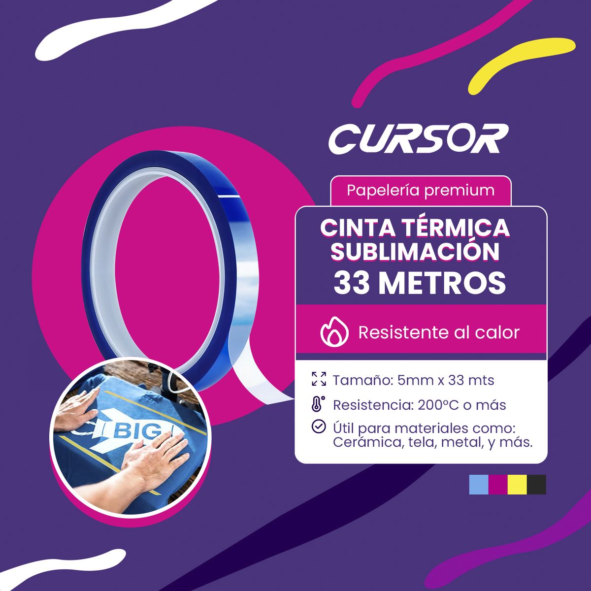 CURSOR - Cinta Térmica Sublimación 0.5mm X 33metros - Azul