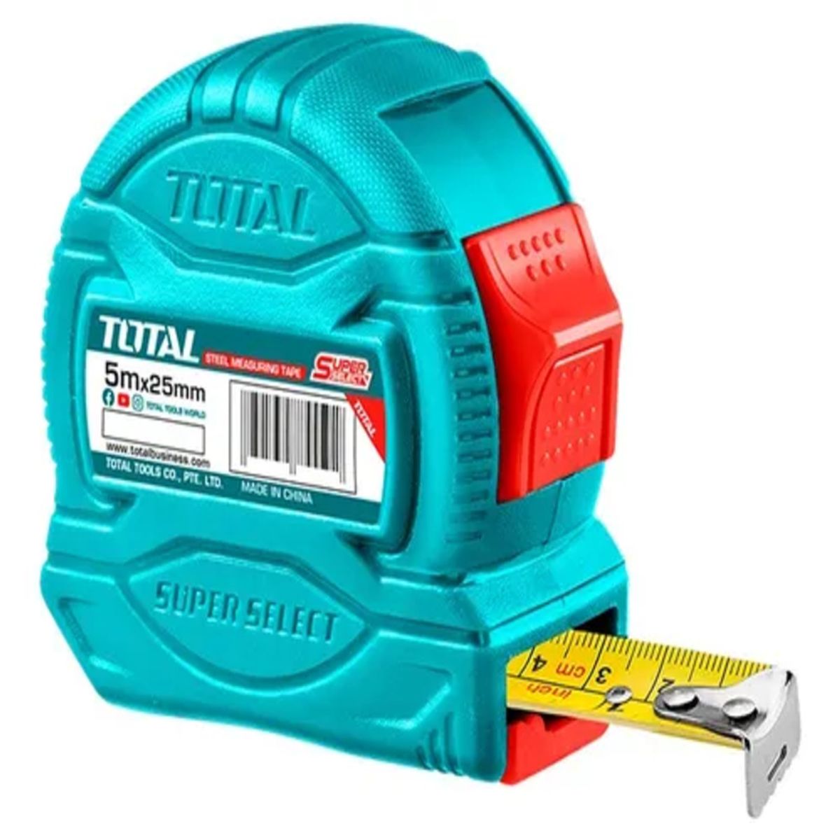 TOTAL TOOLS - Cinta Huincha De Medir Metrica De Acero 5mts x 25mm