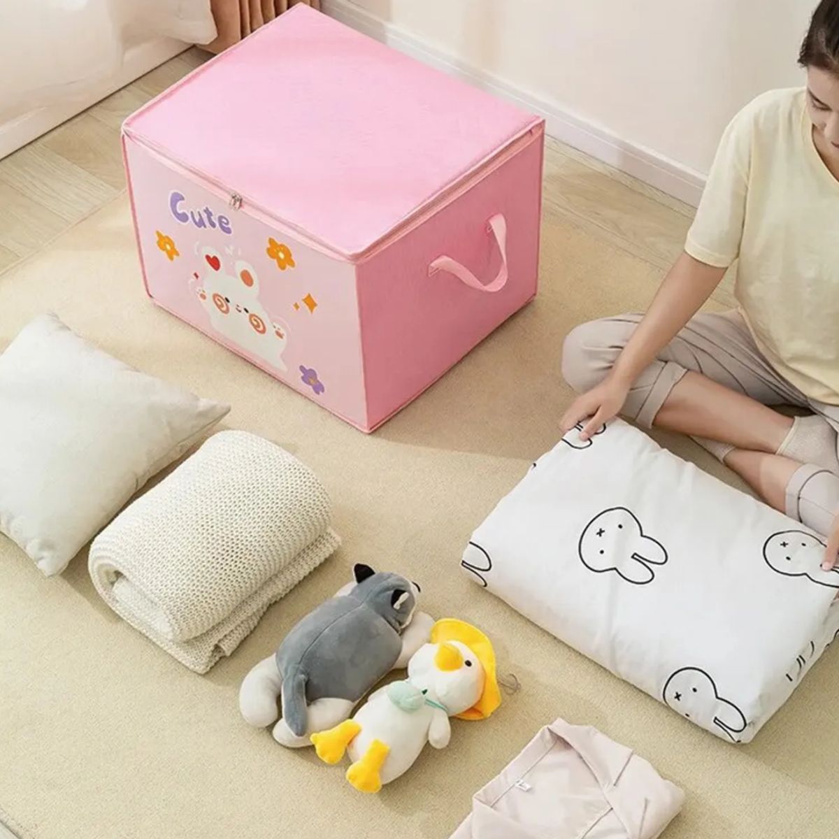 GENERICO - Bolsa De Almacenamiento Para Niños Organizador Ropa Juguetes Rosa