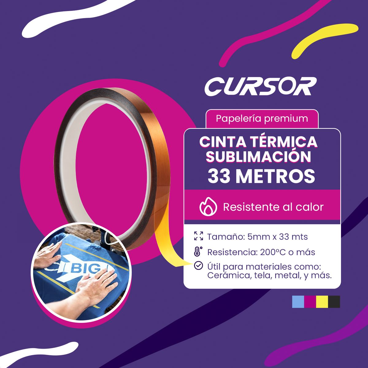CURSOR - Cinta Térmica Sublimación 0.5mm X 33metros - Dorado