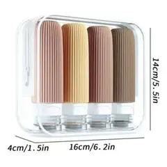 GENERICO - Set Botella De Viaje Dispensadora De Silicona 4 Contenedores Colores