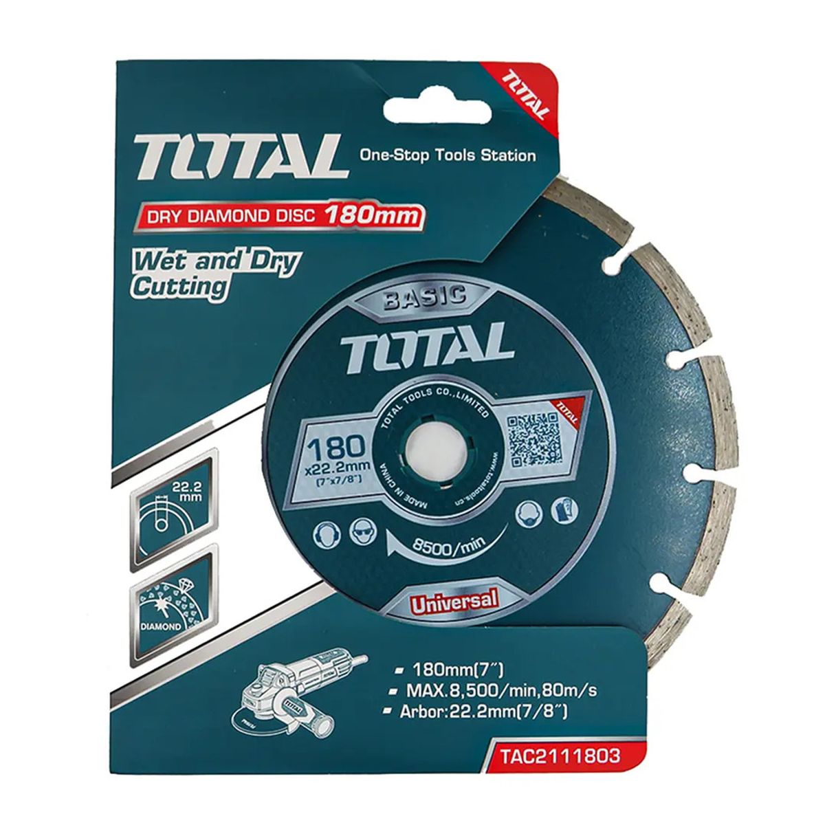 TOTAL TOOLS - Disco Diamantado Segmentado Corte Seco 7 180mm