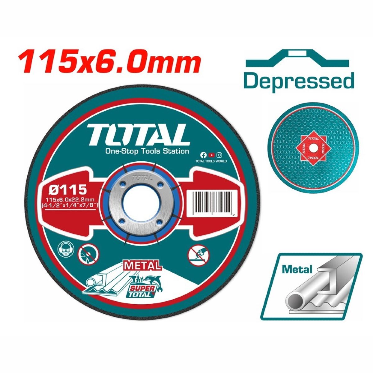 TOTAL TOOLS - Disco De Desbaste Para Metal 115mm Total Tac2231151