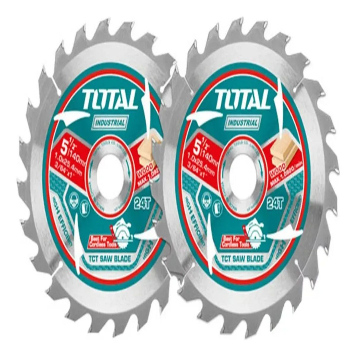 Pack 2 Hoja Disco Sierra Circular 5 12 24 Dientes Total, marca TOTAL TOOLS - Foto Principal