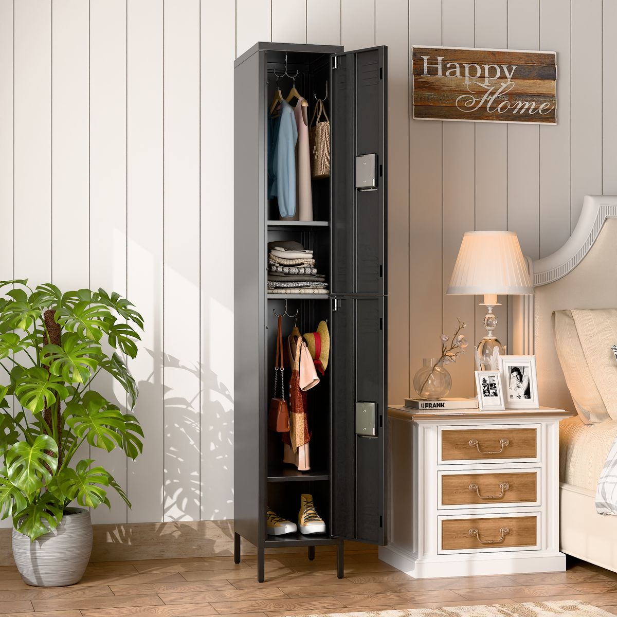 GENERICO - Casillero locker metálico black: 1 cuerpo 2 puertas