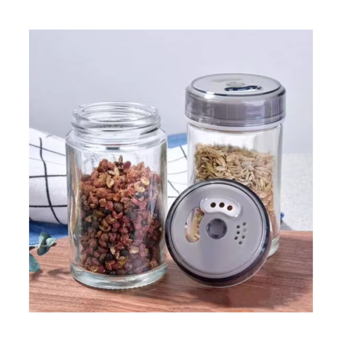 GENERICO - Set 6 Especieros Condimenteros Giratorio Acero Inoxidable