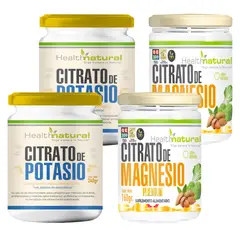 HEALTHNATURAL - Pack 2 Citrato de Magnesio y 2 Citrato de Potasio en polvo