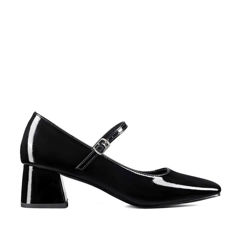 WEIDE - Zapato Taco Grueso Formal Simil Charol Mujer Weide GH171