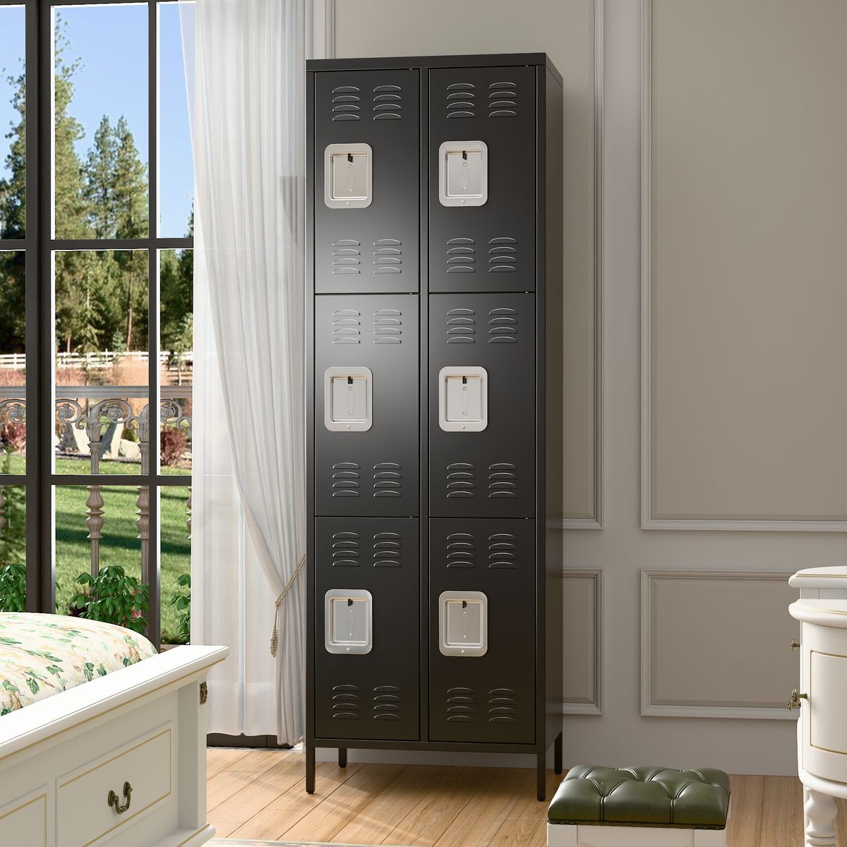 GENERICO - Casillero locker metálico black: 2 cuerpos 6 puertas