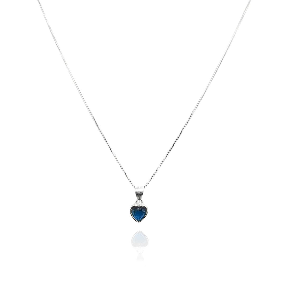 COGGIOLA - Collar Punto De Luz Corazón Azul Plata Fina 925
