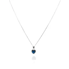 COGGIOLA - Collar Punto De Luz Corazón Azul Plata Fina 925