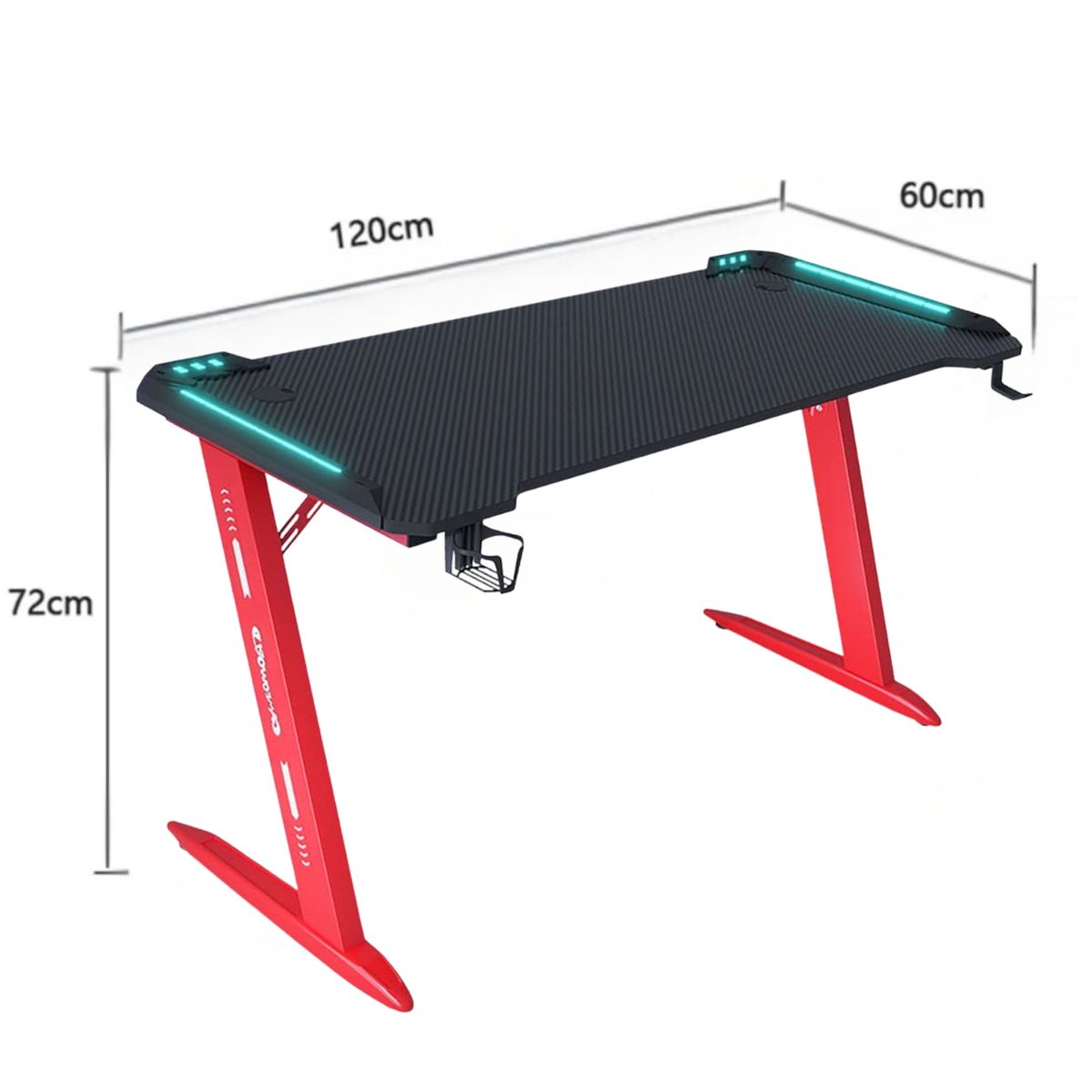 CRUSEC - Escritorio Gamer Profesional 120x60x72cm Mesa Con Luces RGB…