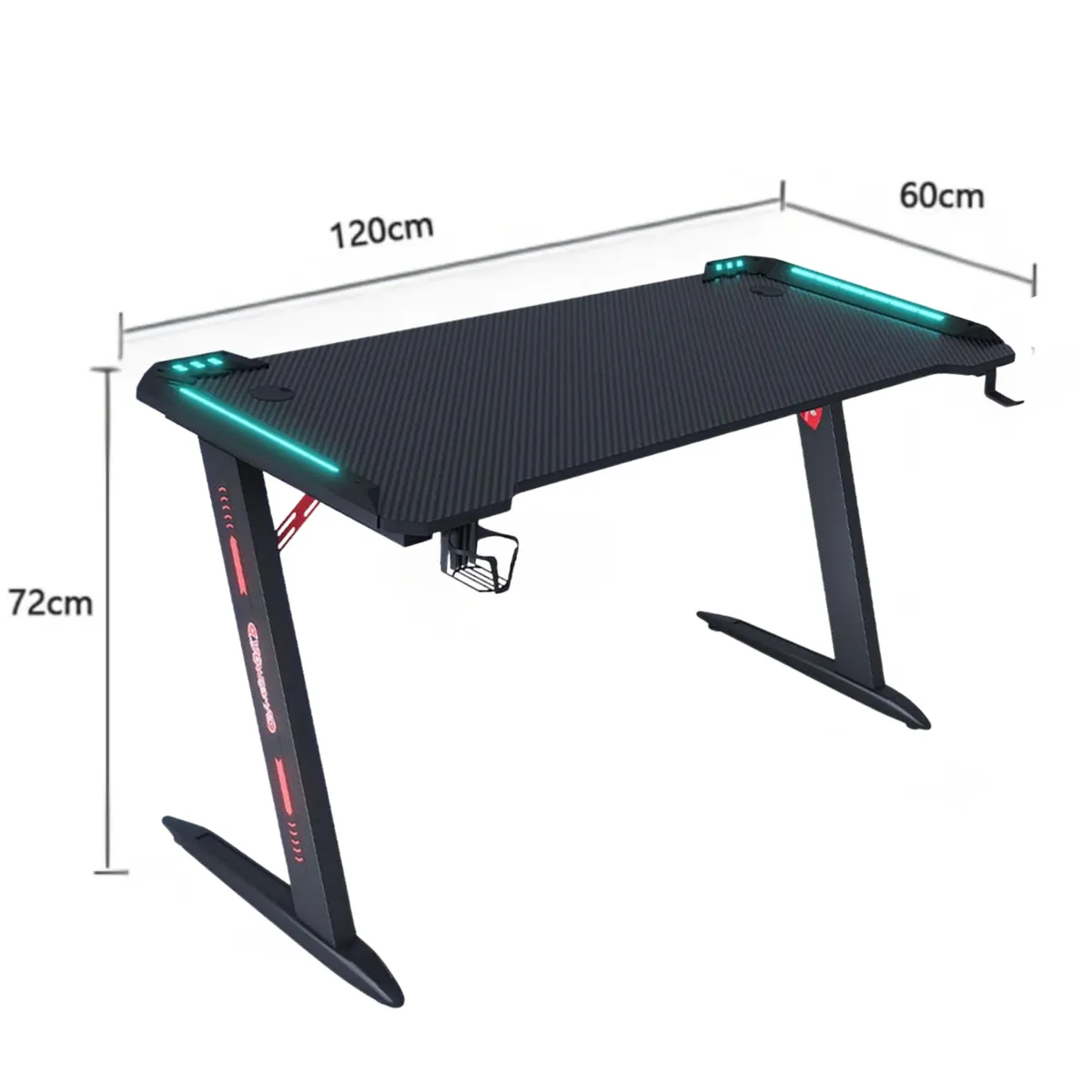 CRUSEC - Escritorio Gamer Profesional 120x60x72cm Mesa Con Luces RGB…