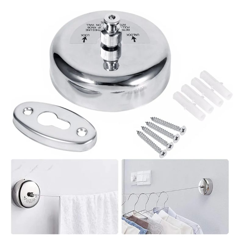 GENERICO - Tendedero De Ropa Colgador Pared Extensible Retráctil 280cm