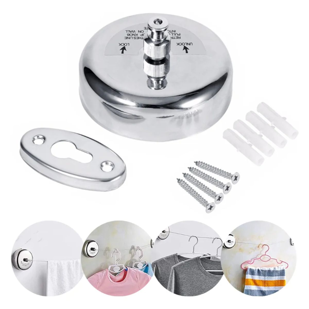 GENERICO - Tendedero De Ropa Colgador Pared Extensible Retráctil 280cm