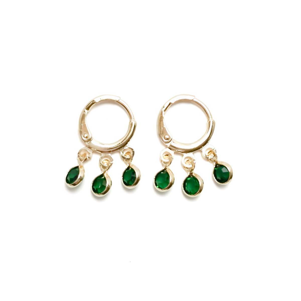 COGGIOLA - Aros Argolla 3 Circones Verde Enchapado Oro 18K