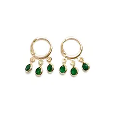 COGGIOLA - Aros Argolla 3 Circones Verde Enchapado Oro 18K