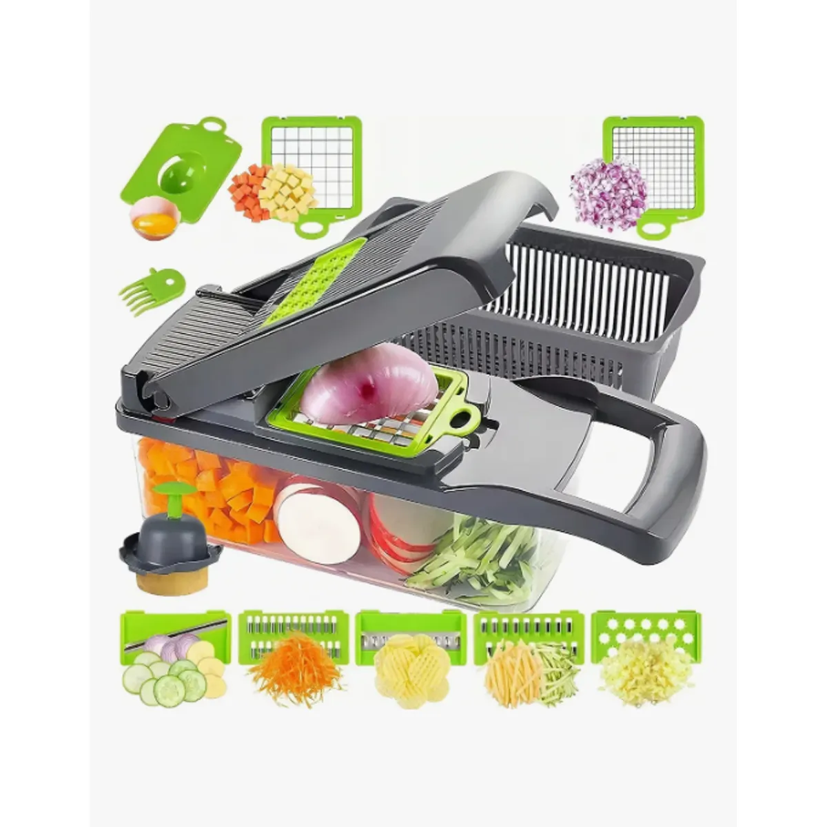 GENERICO - Picadora Ralladores Cortador De Verduras Fruta Manual Verde