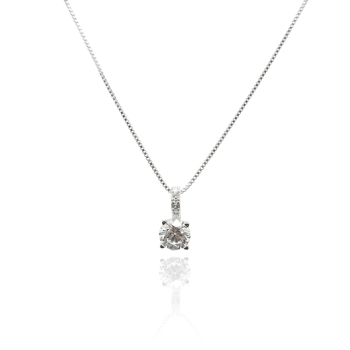 COGGIOLA - Collar Punto De Luz Virginia Circón Blanco Plata Fina 925