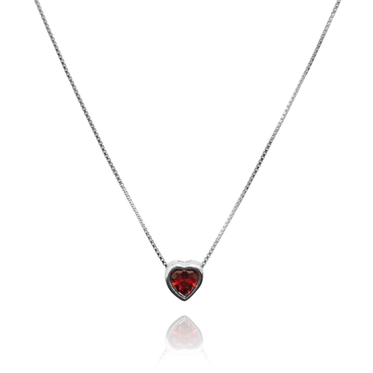 COGGIOLA - Collar Punto De Luz Corazón Rojo Plata Fina 925