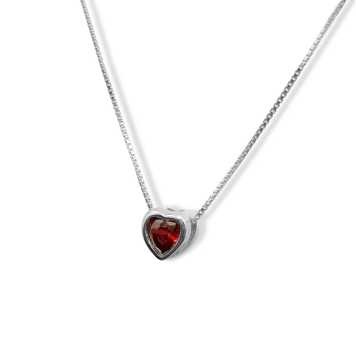COGGIOLA - Collar Punto De Luz Corazón Rojo Plata Fina 925