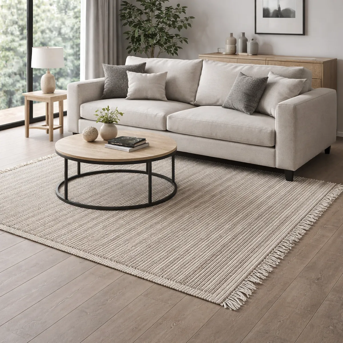 ELEMENTS & CO - Alfombra Plain Fringes Gris 200x280 cm