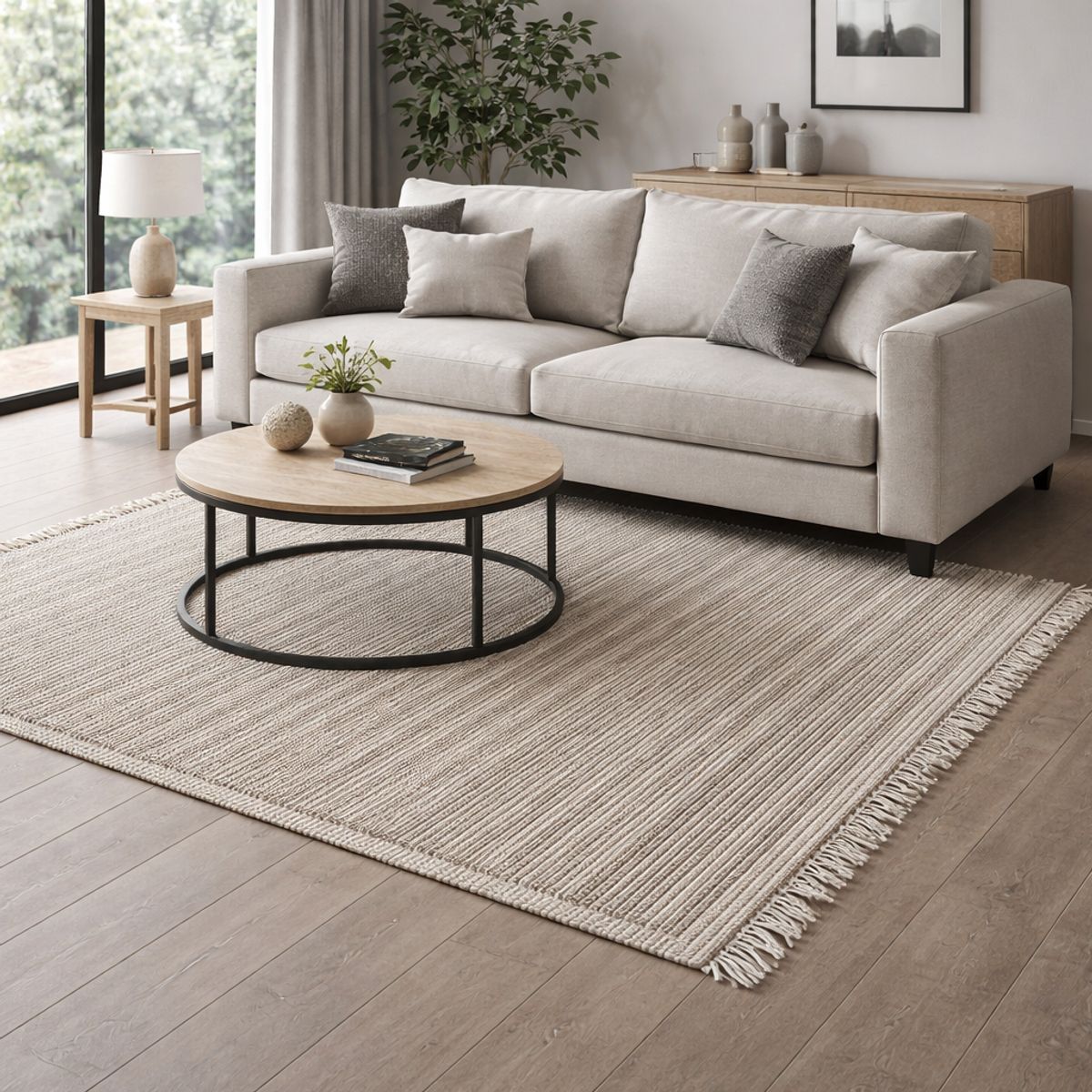 ELEMENTS & CO - Alfombra Plain Fringes Gris 240x330 cm