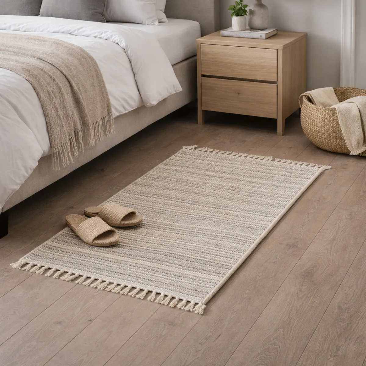 ELEMENTS & CO - Alfombra Plain Fringes Gris 67x120 cm